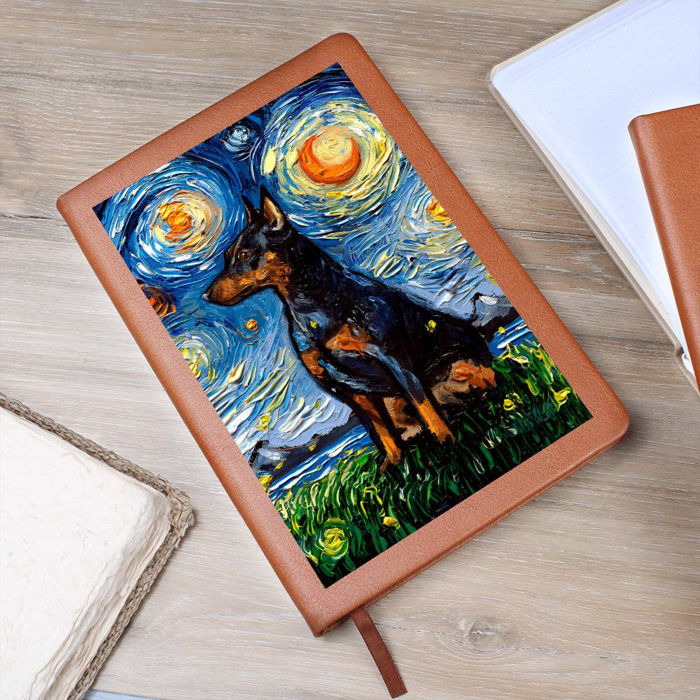 Miniature Pinscher Starry Night Leather Journal