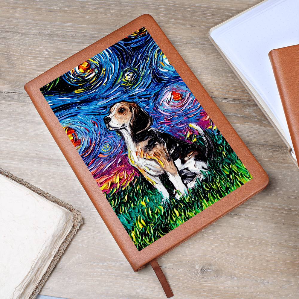 Beagle Starry Night Leather Journal