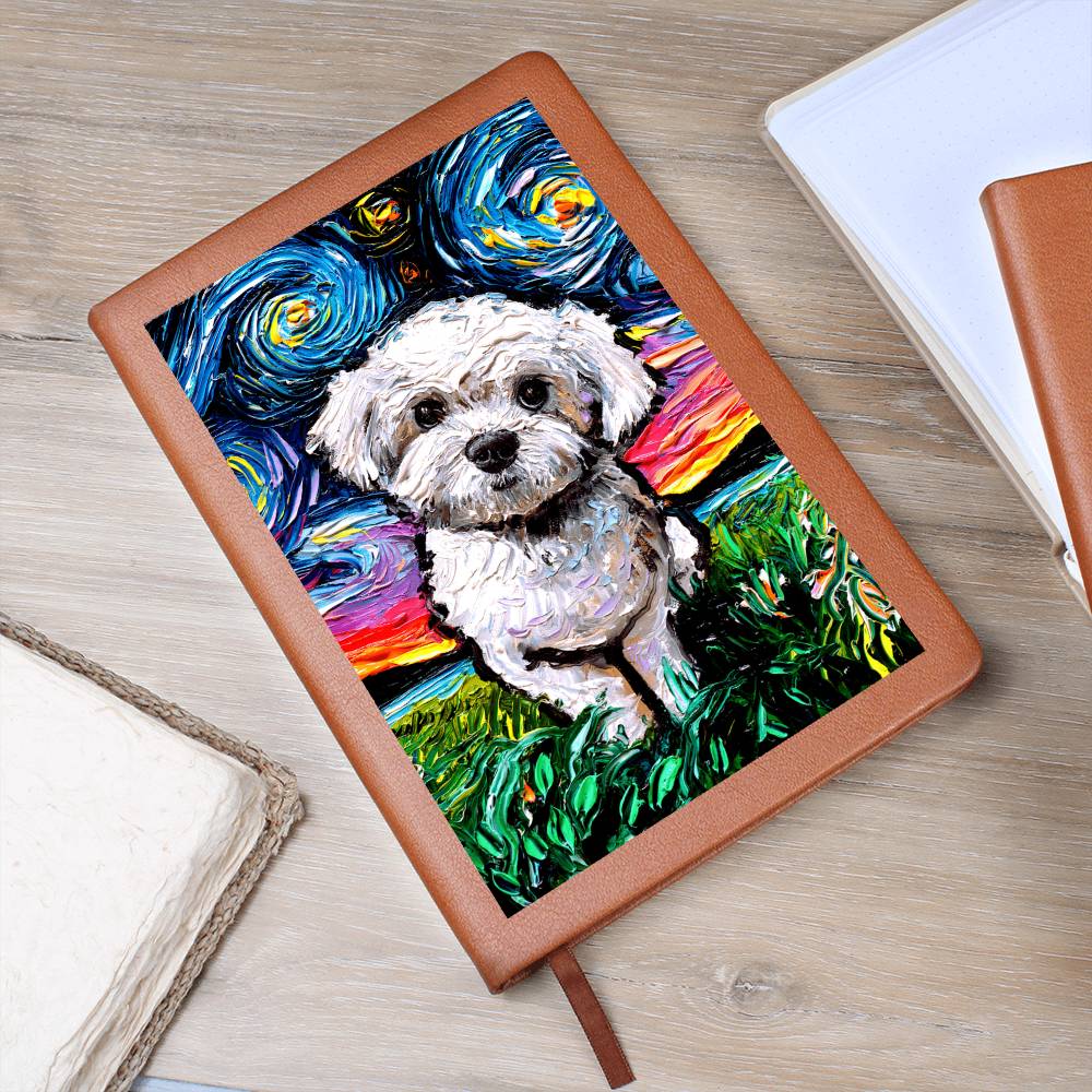 Maltipoo Starry Night Leather Journal