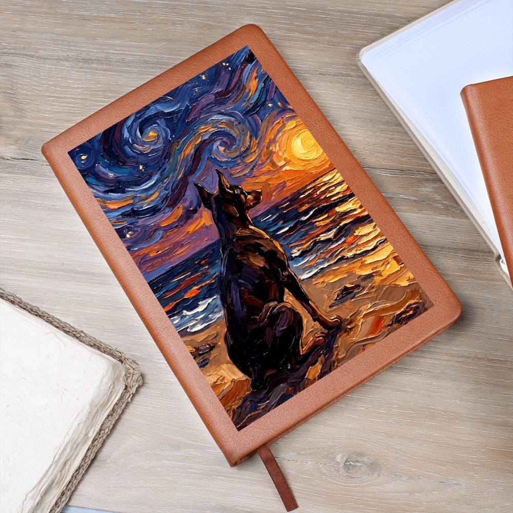 Beach night - Doberman Leather Journal