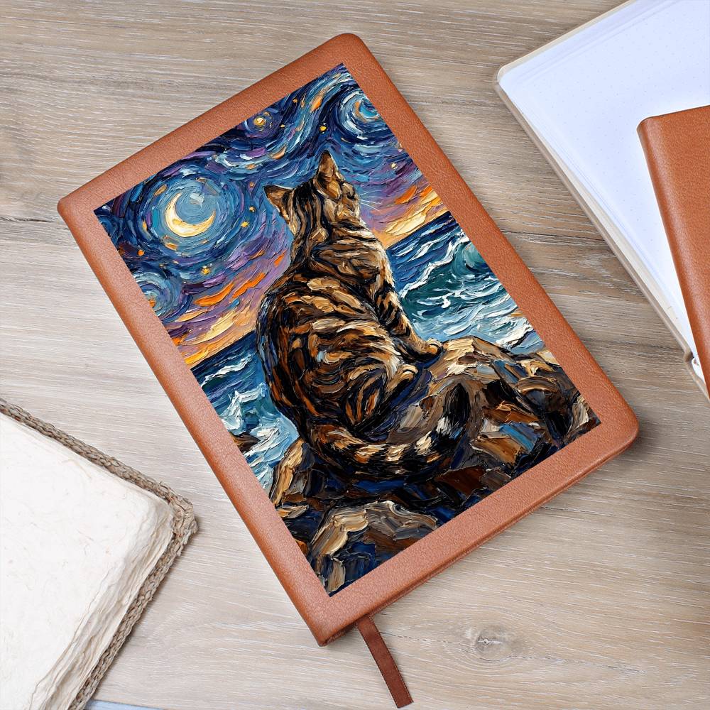Beach Nights - Brown Tabby Leather Journal