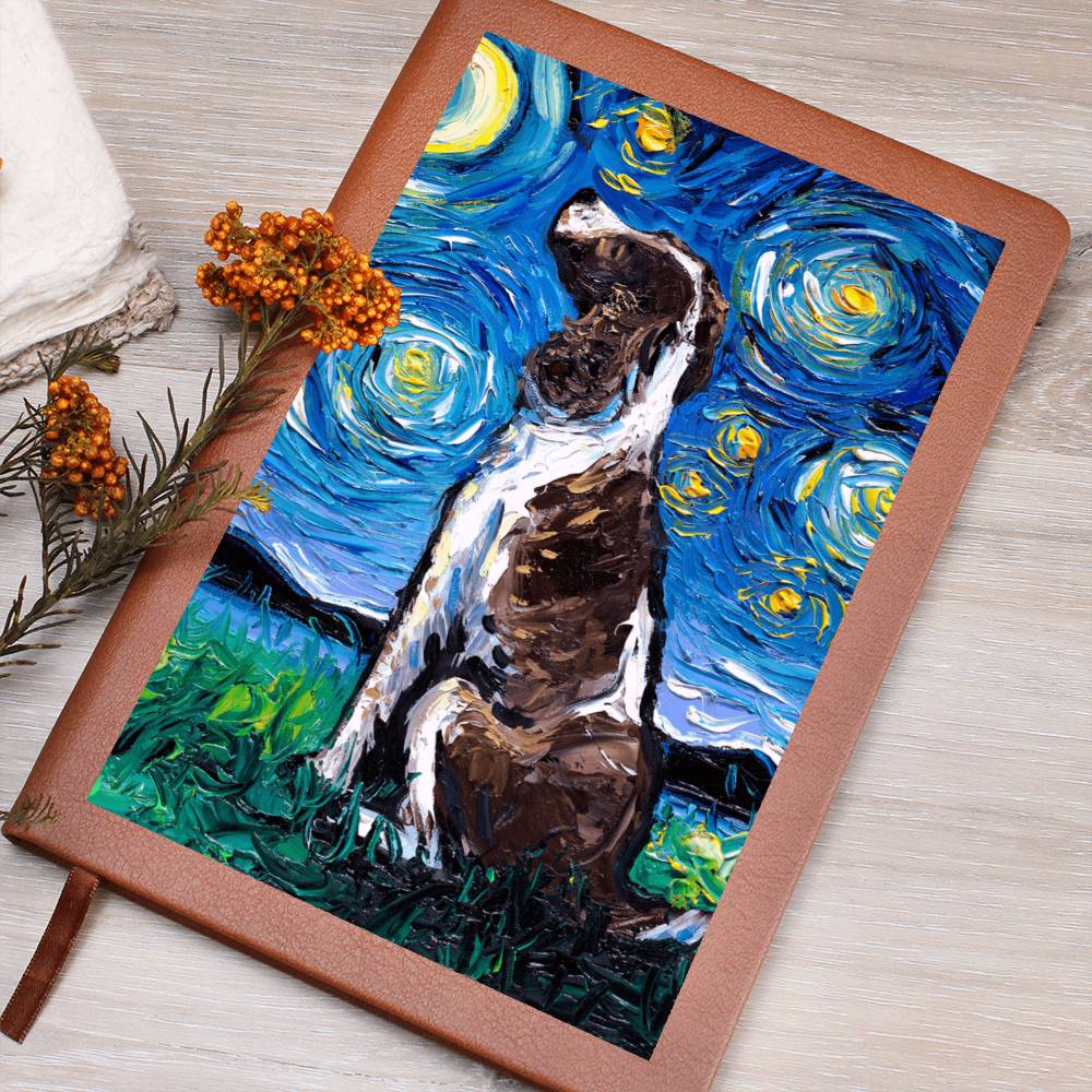 English Springer Spaniel Starry Night Leather Journal