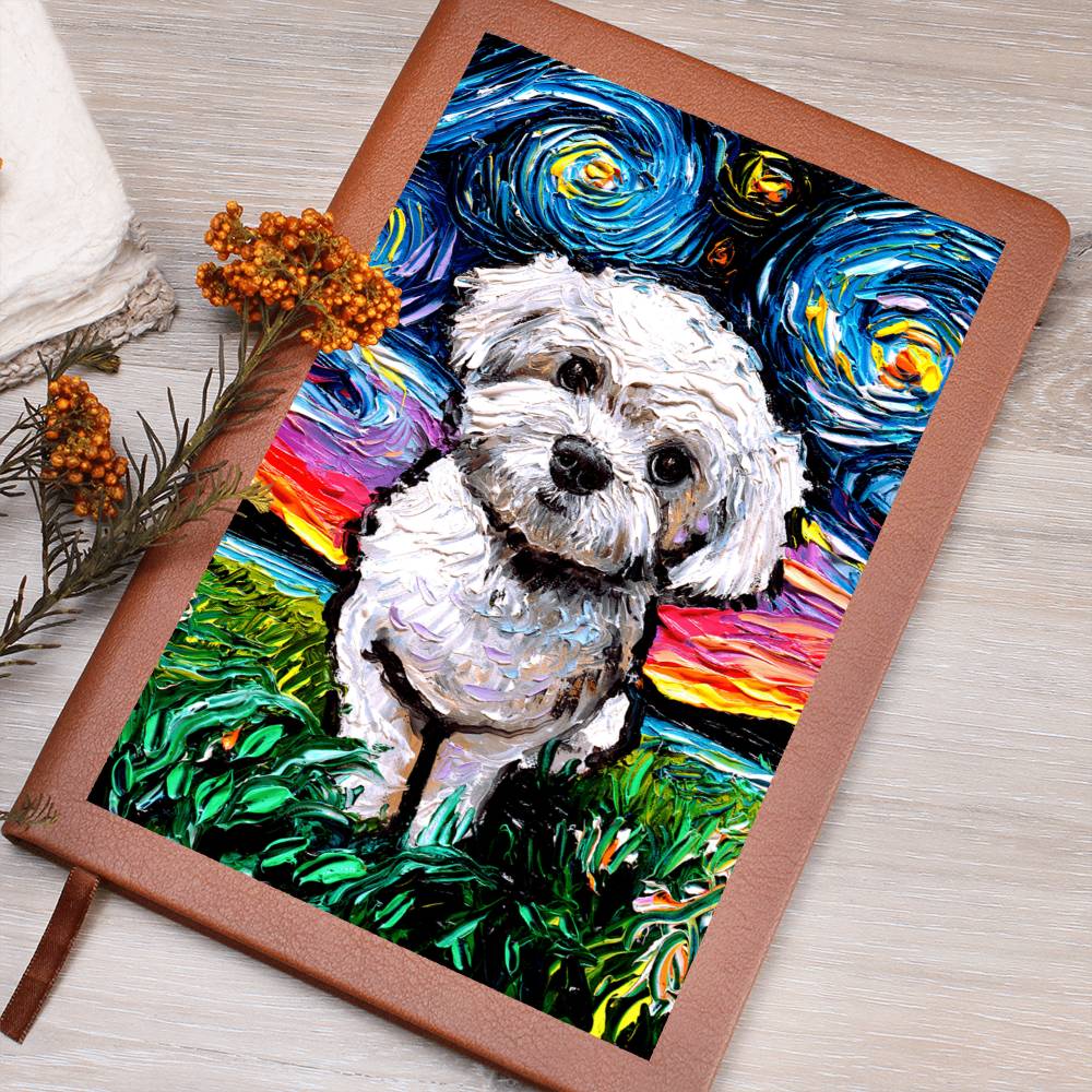 Maltipoo Starry Night Leather Journal