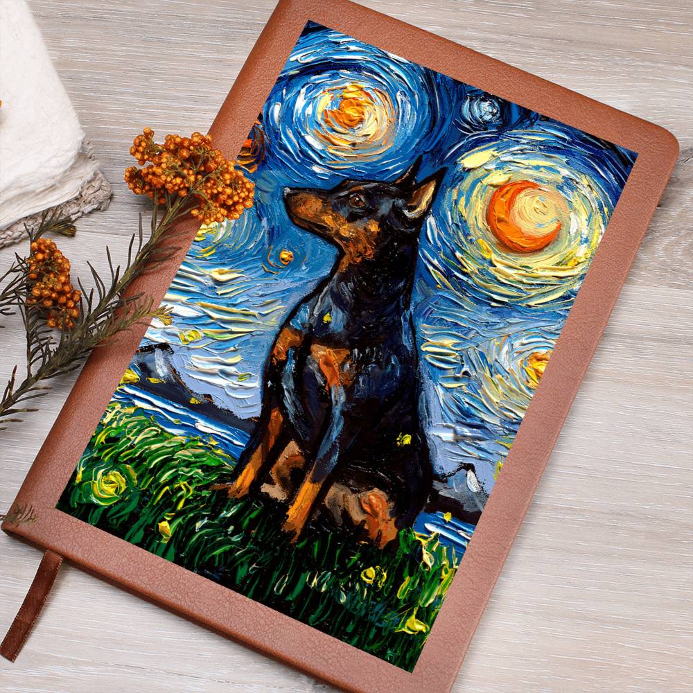Miniature Pinscher Starry Night Leather Journal
