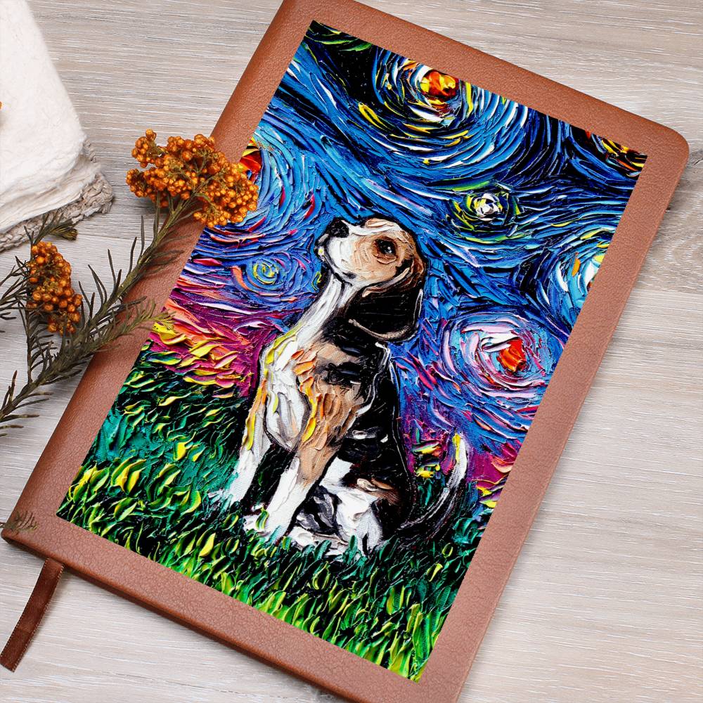Beagle Starry Night Leather Journal