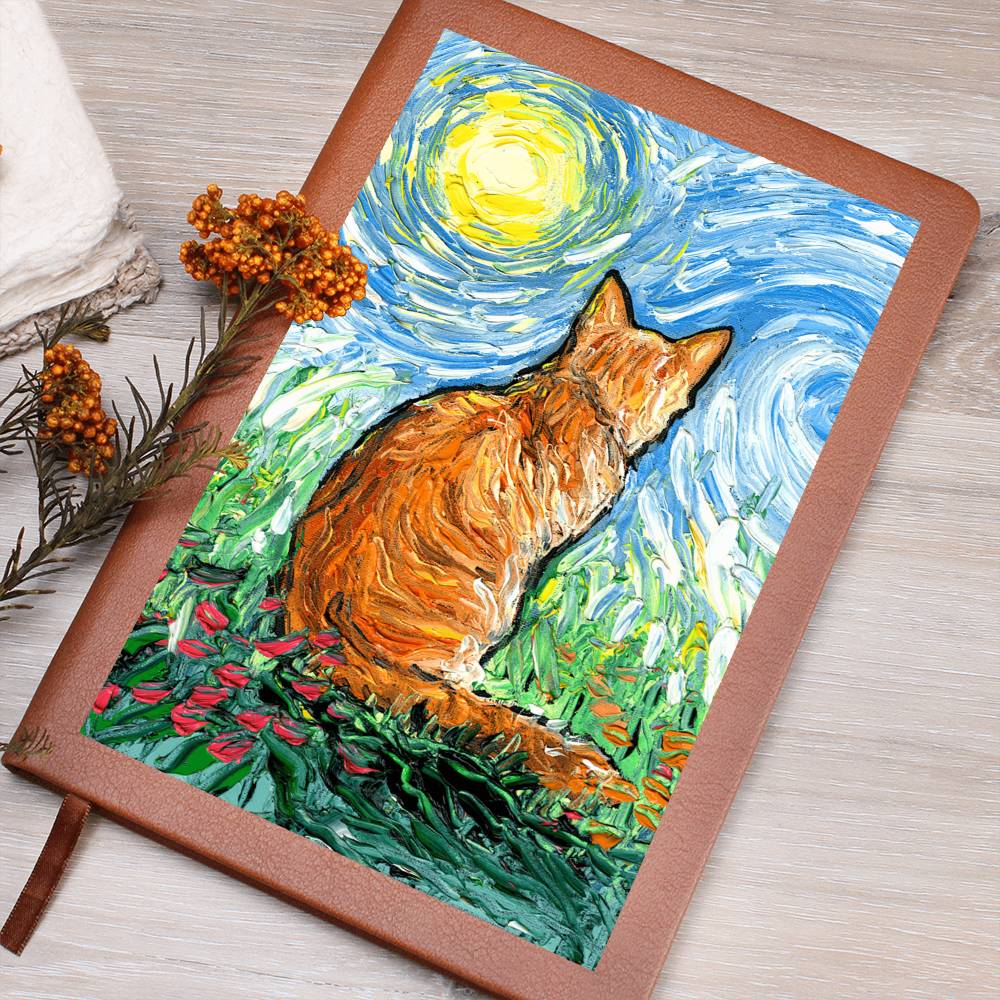 Orange Tabby Spring Morning Leather Journal