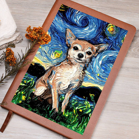 Chihuahua Starry Night Leather Journal