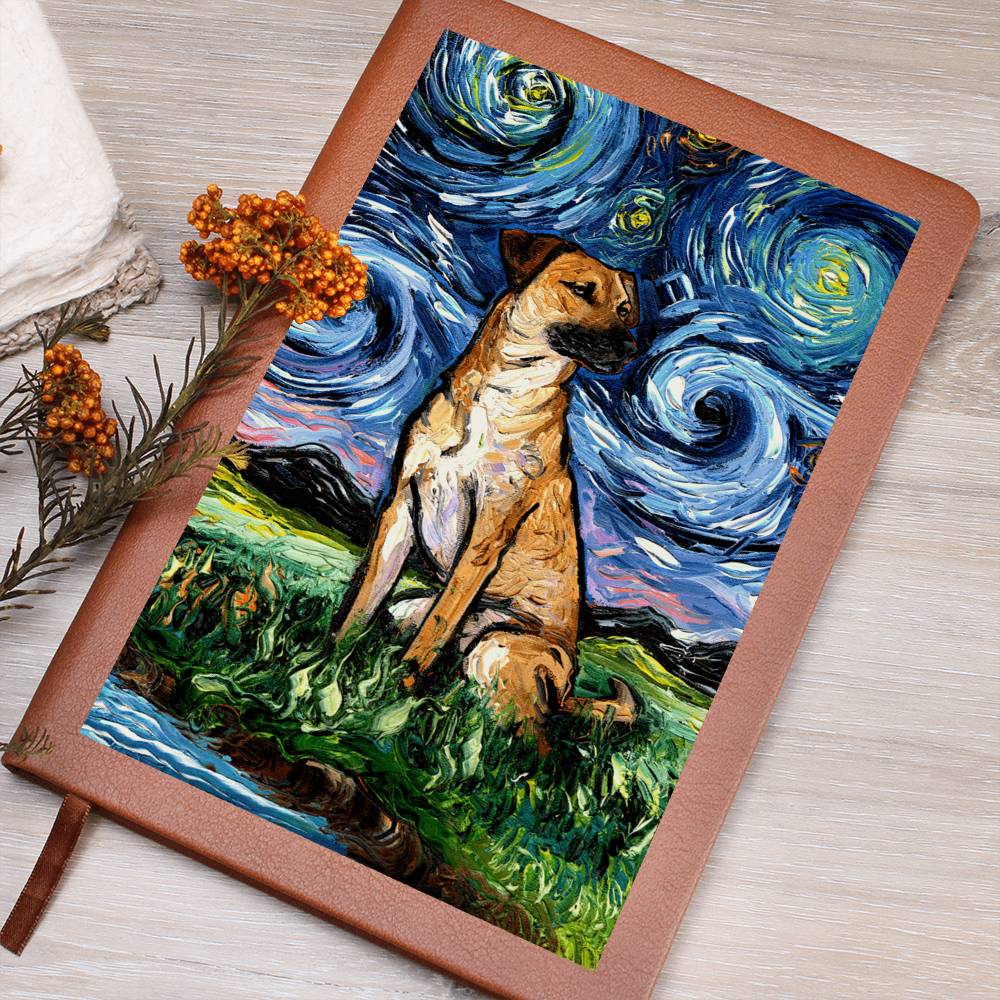 Black Mouth Cur Starry Night Leather Journal