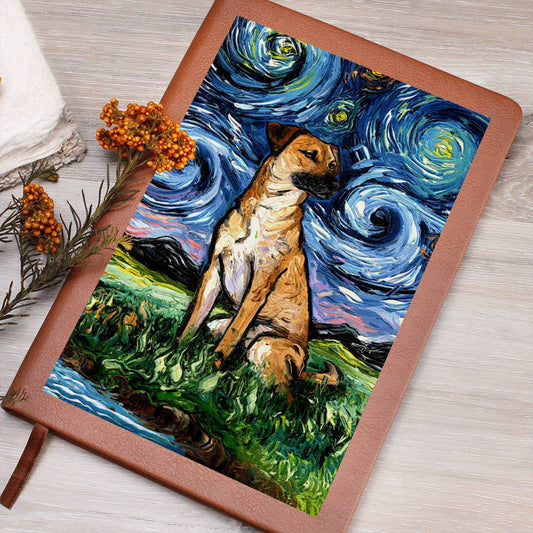 Black Mouth Cur Starry Night Leather Journal