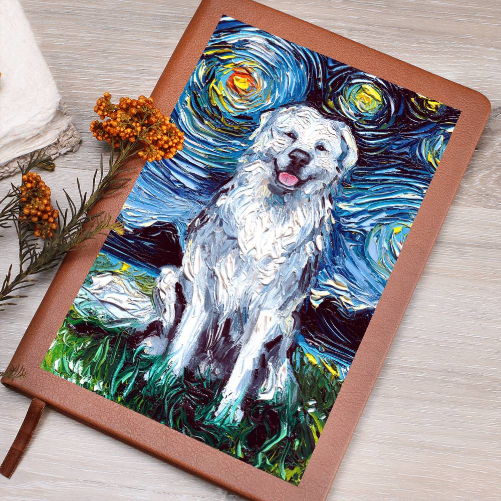 Great Pyrenees Starry Night Leather Journal