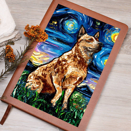 Red Heeler Starry Night Leather Journal