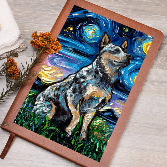 Blue Heeler Starry Night Leather Journal
