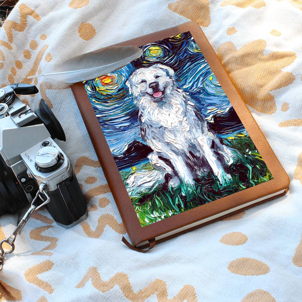 Great Pyrenees Starry Night Leather Journal