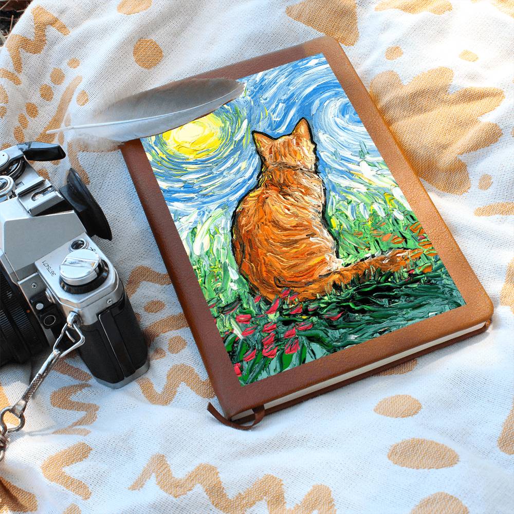 Orange Tabby Spring Morning Leather Journal