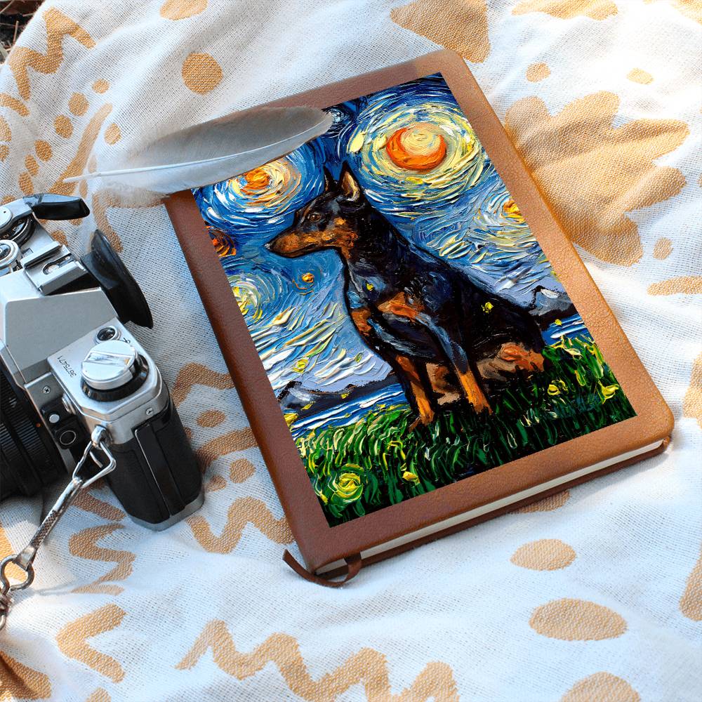 Miniature Pinscher Starry Night Leather Journal
