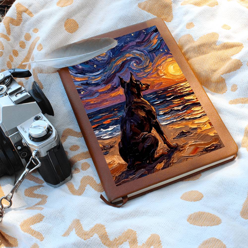 Beach night - Doberman Leather Journal