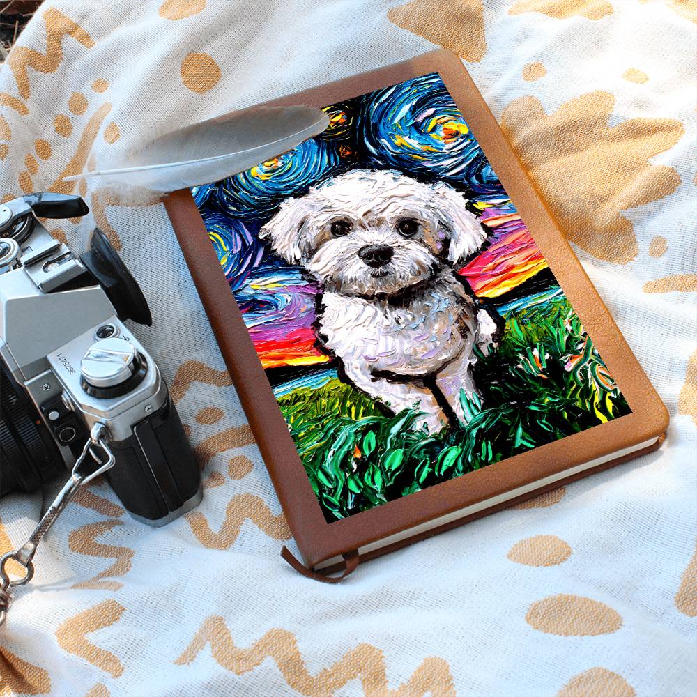 Maltipoo Starry Night Leather Journal