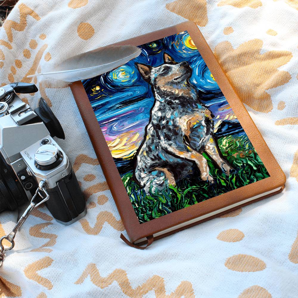 Blue Heeler Starry Night Leather Journal
