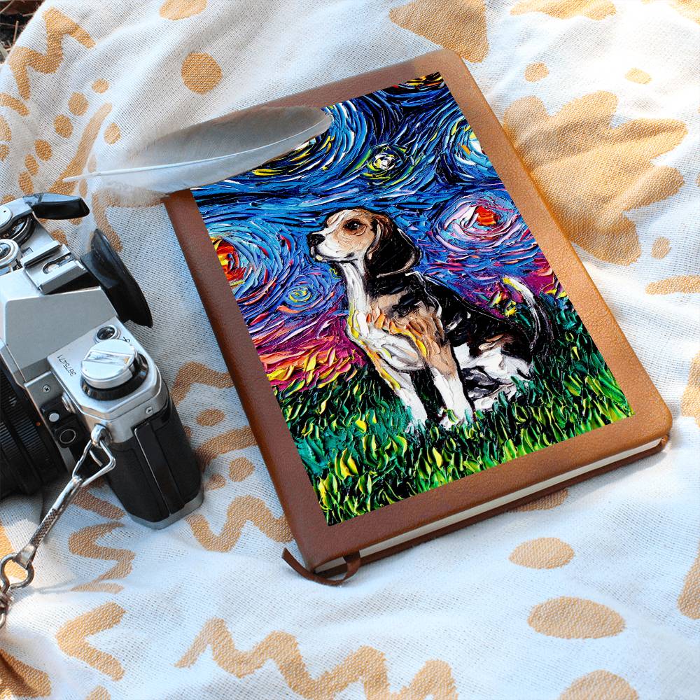 Beagle Starry Night Leather Journal