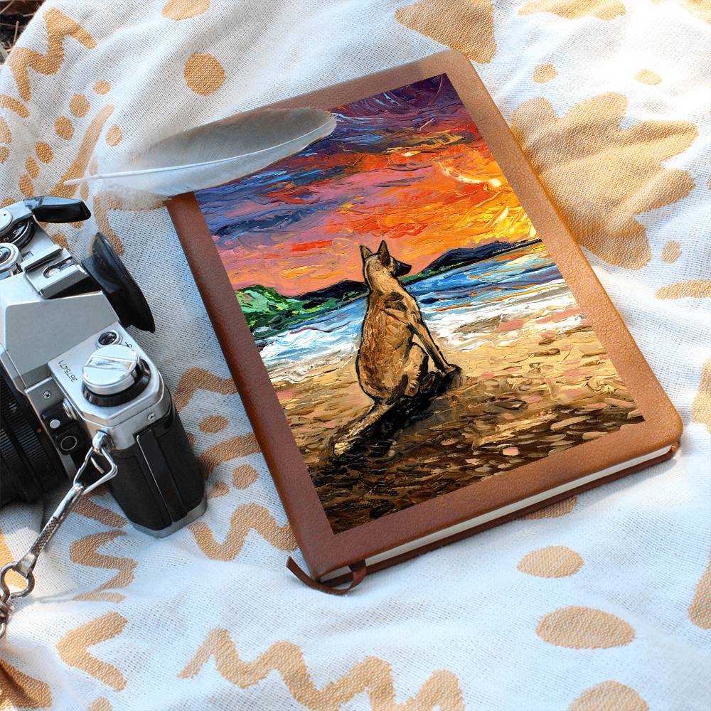 Belgian Malinois Starry Night Leather Journal