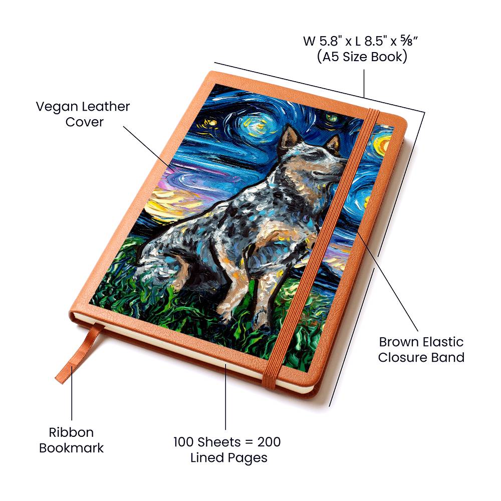 Blue Heeler Starry Night Leather Journal