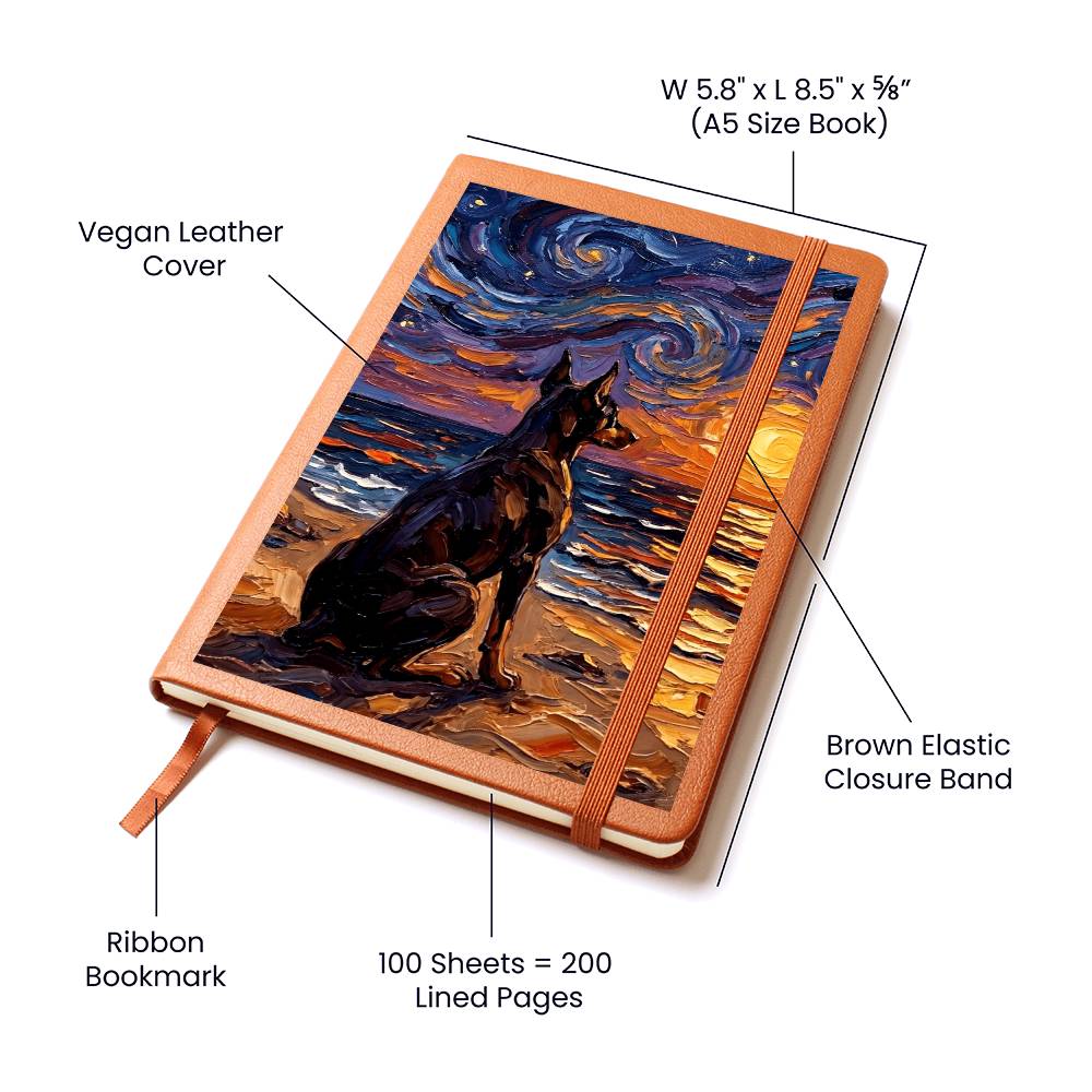 Beach night - Doberman Leather Journal