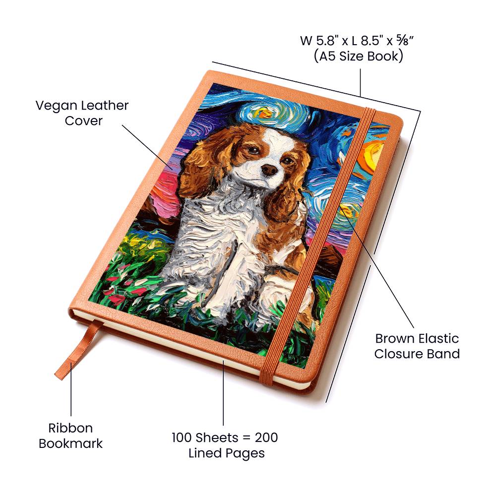 Blenheim Spaniel Starry Night Leather Journal
