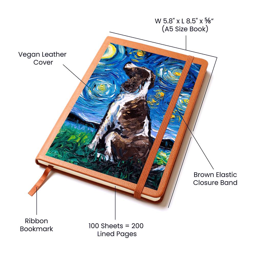 English Springer Spaniel Starry Night Leather Journal