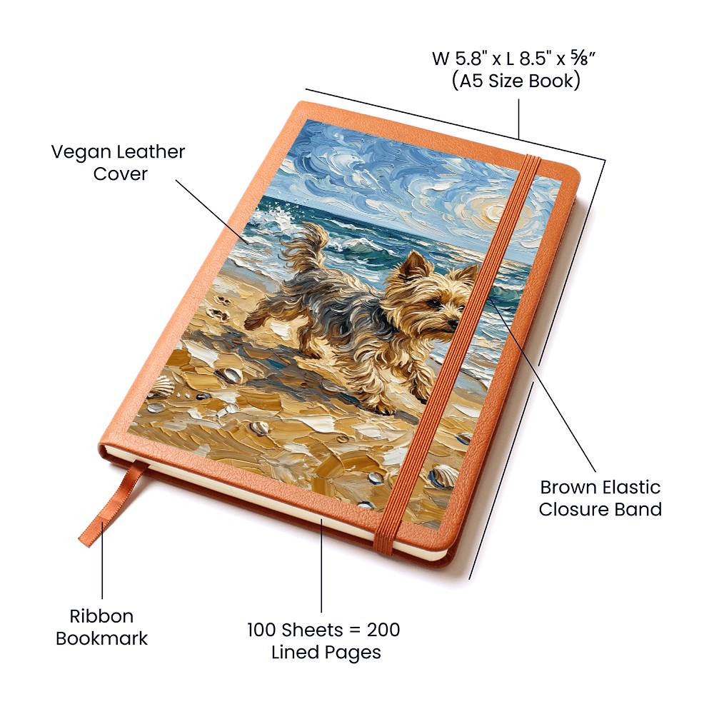 Beach Days - Yorkie Leather Journal