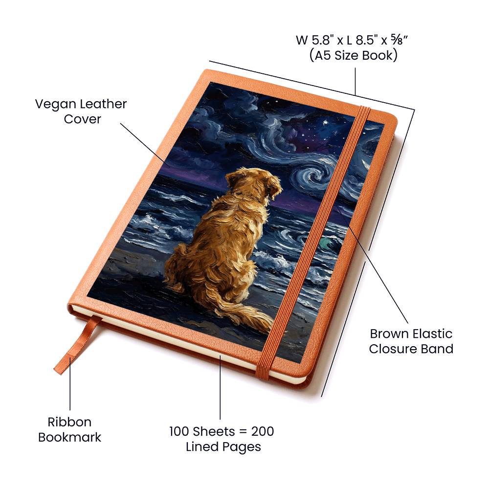 Beach Nights - Golden Retriever Leather Journal