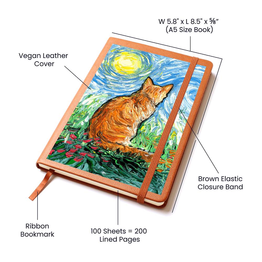 Orange Tabby Spring Morning Leather Journal