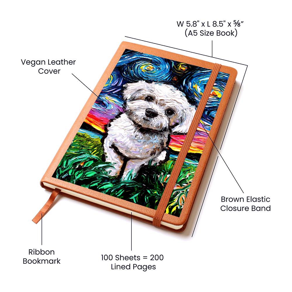Maltipoo Starry Night Leather Journal