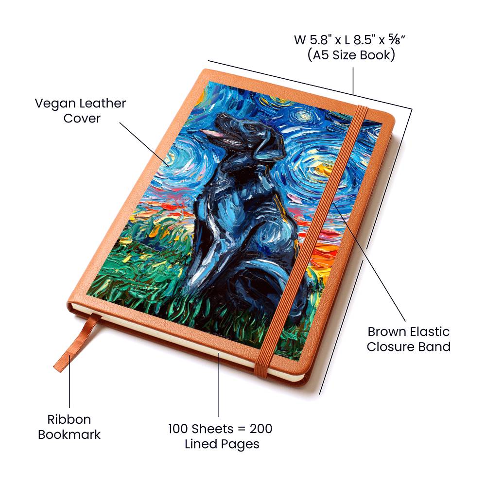 Black Labrador Starry Night Leather Journal