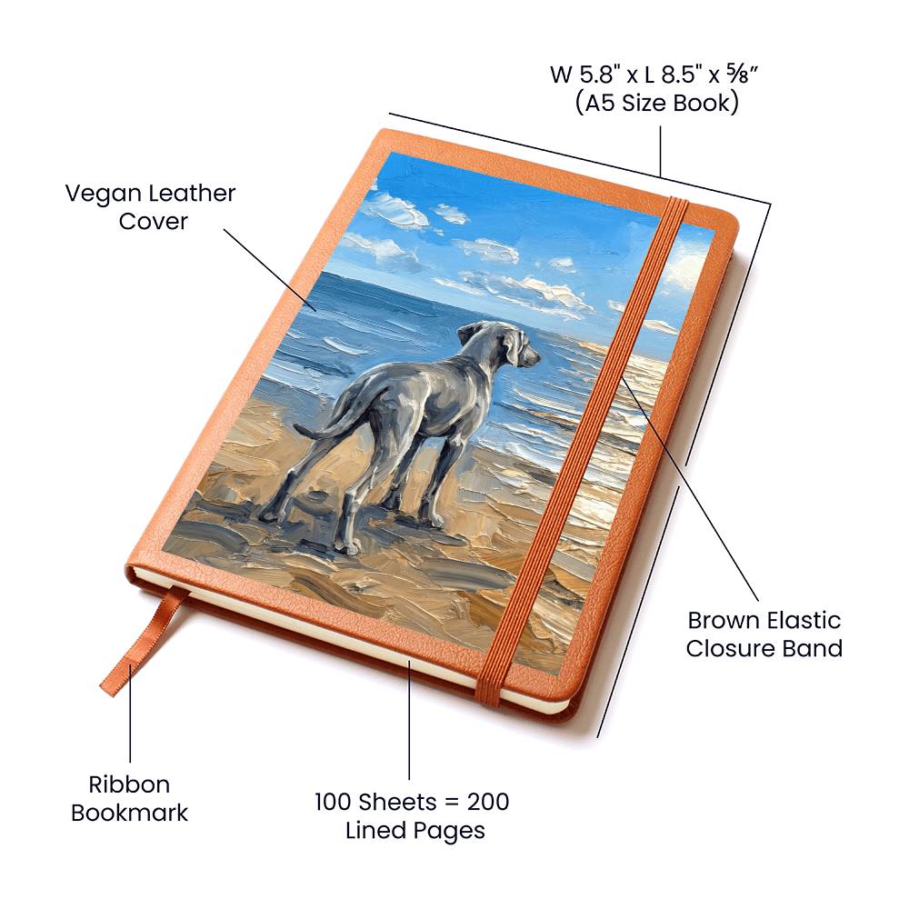 Beach Days - Weimaraner Leather Journal