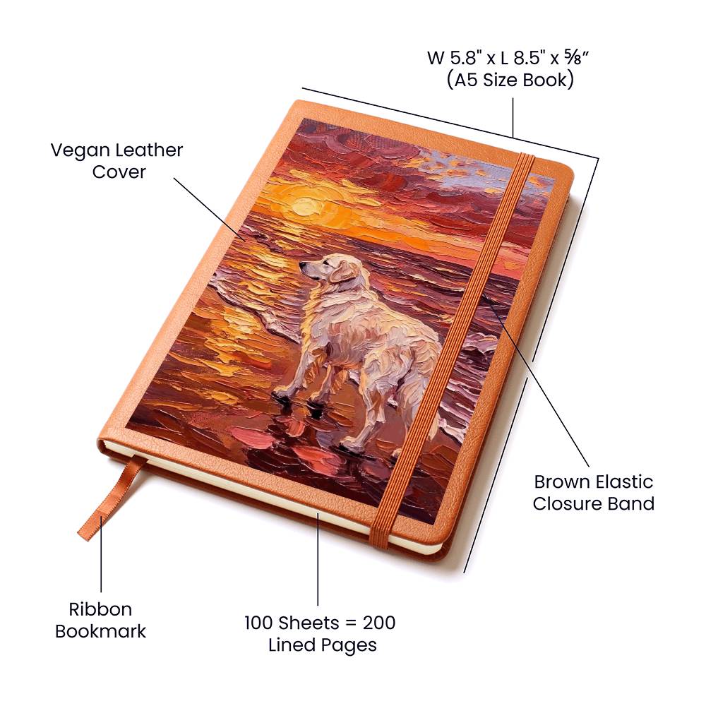 Beach Day - Great Pyrenees Leather Journal
