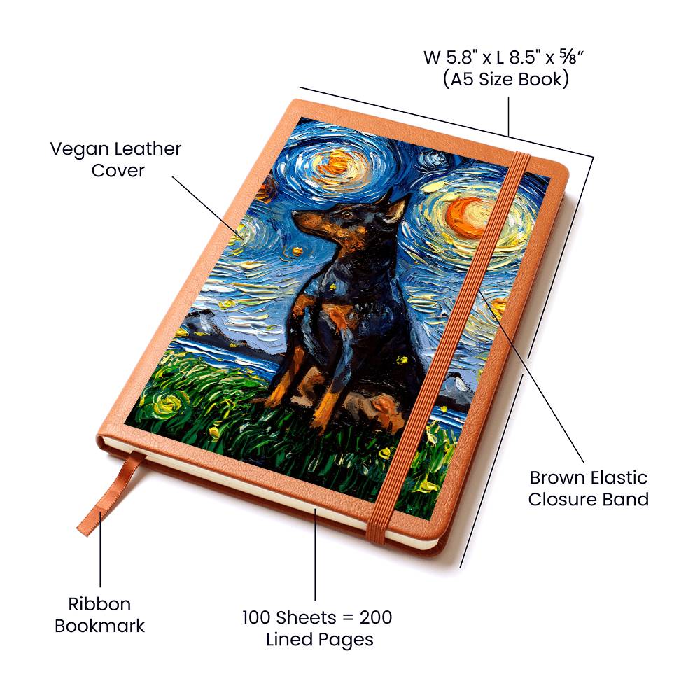 Miniature Pinscher Starry Night Leather Journal