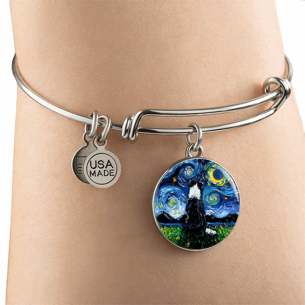 Border Collie Back Round Charm Bracelet