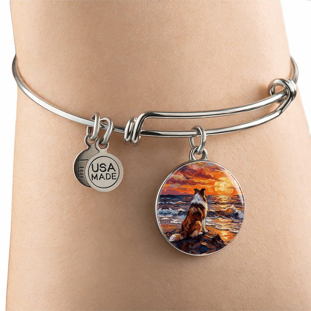 Beach Night - Collie Round Charm Bracelet