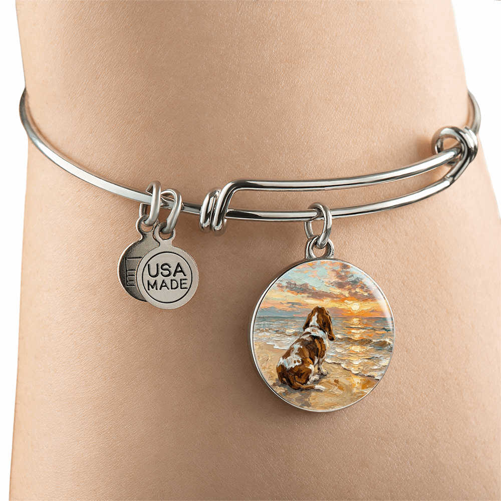 Beach Days - Basset Hound Round Charm Bracelet