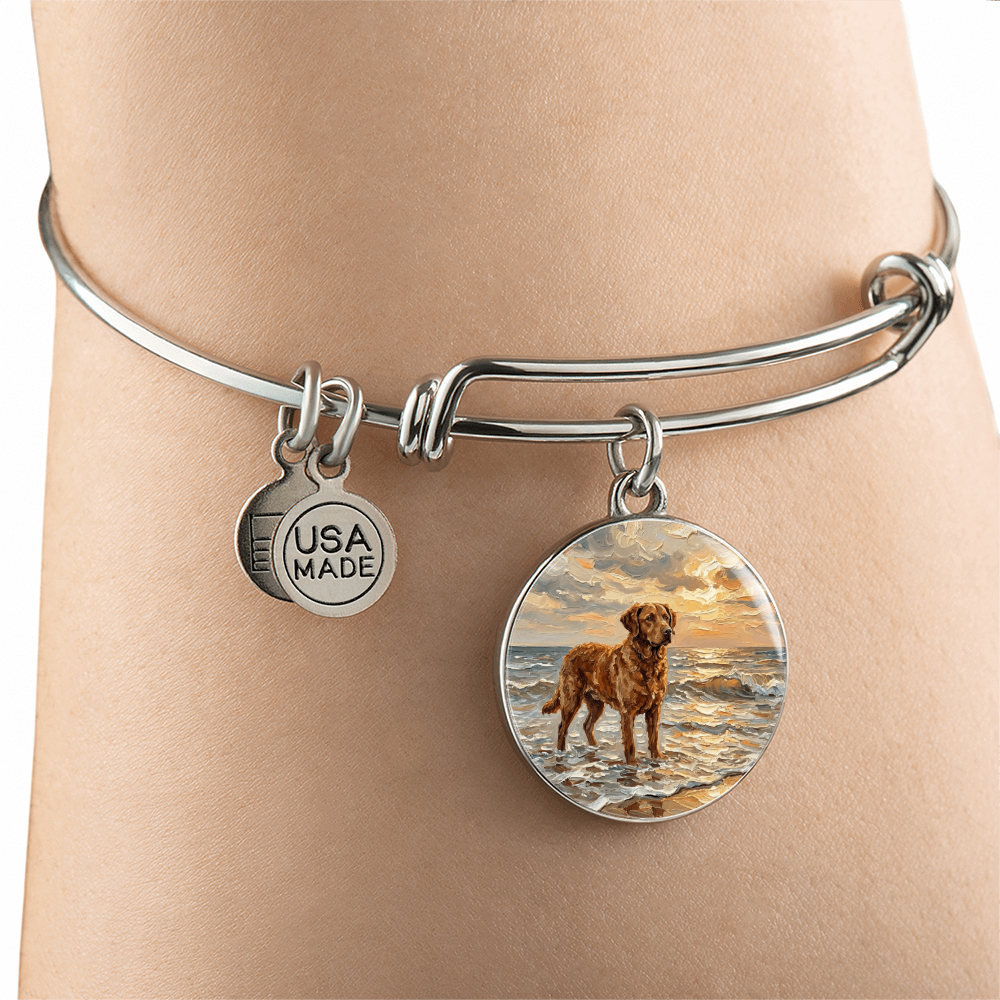 Beach Day - Chesapeake Bay Retriever Round Charm Bracelet