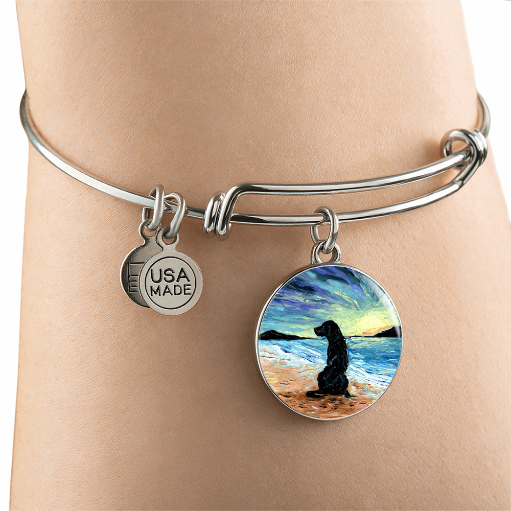 Beach Days - Black Labrador Round Charm Bracelet