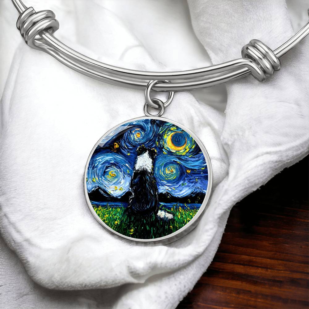 Border Collie Back Round Charm Bracelet