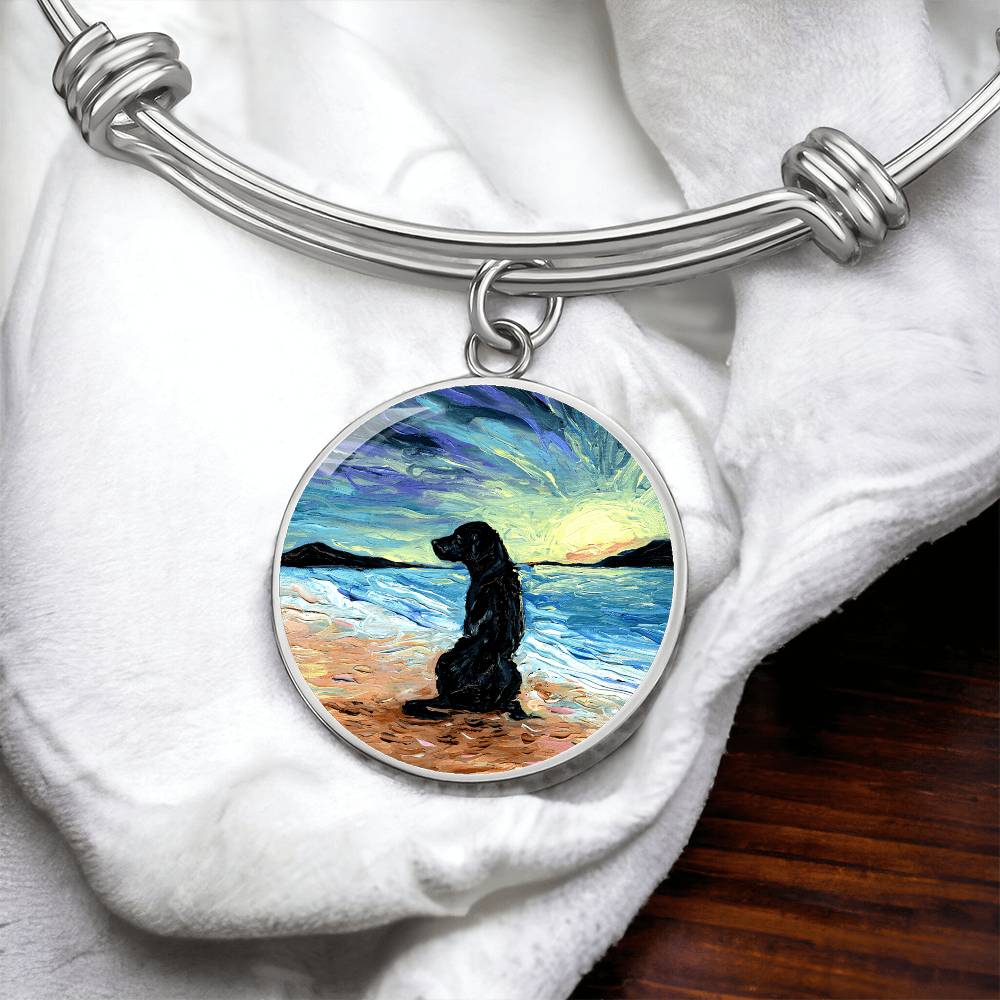 Beach Days - Black Labrador Round Charm Bracelet