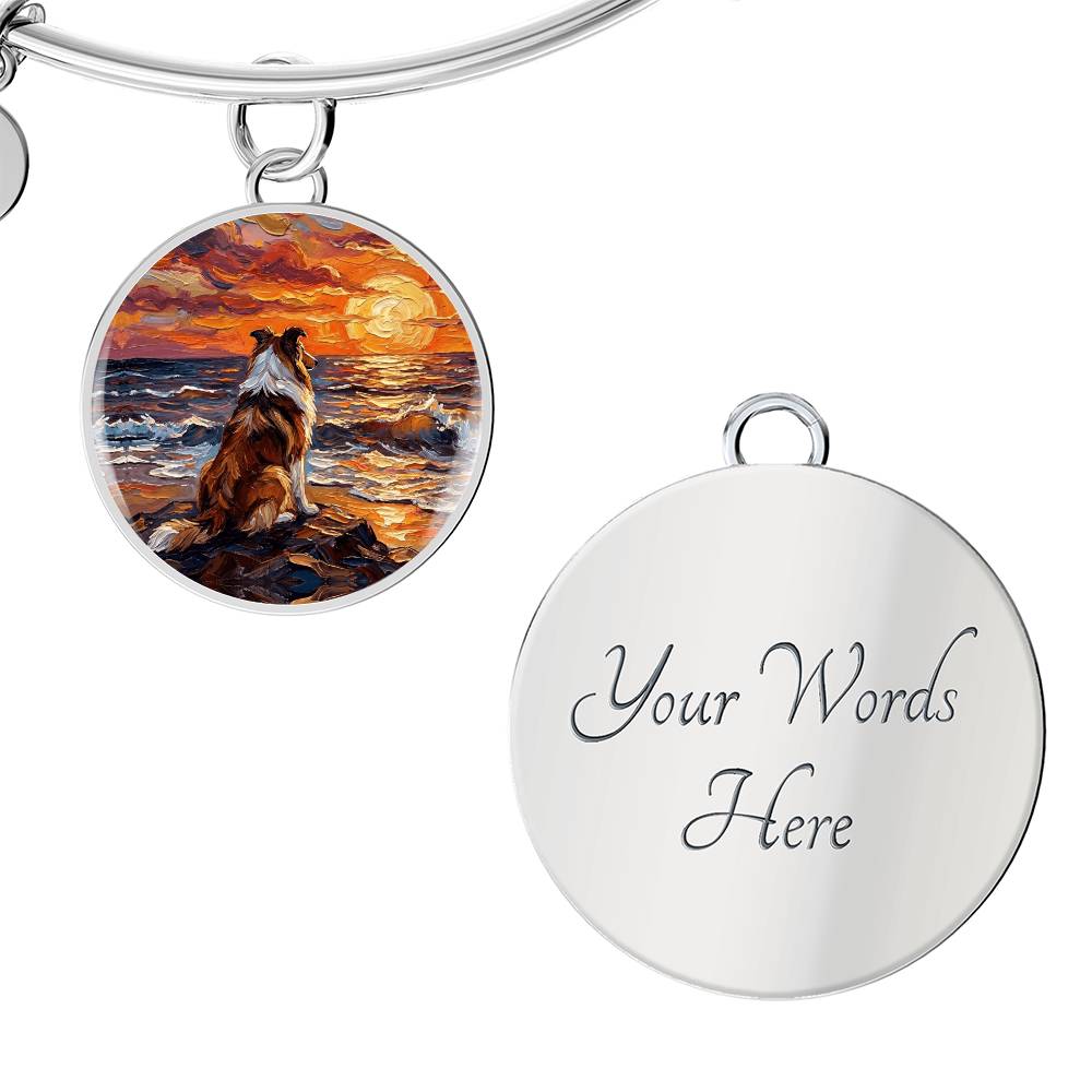 Beach Night - Collie Round Charm Bracelet