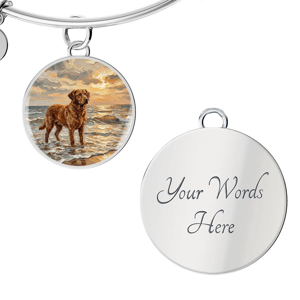 Beach Day - Chesapeake Bay Retriever Round Charm Bracelet