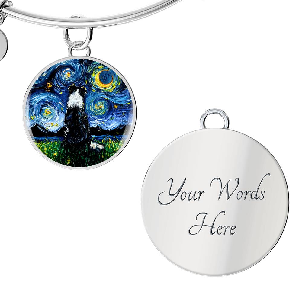 Border Collie Back Round Charm Bracelet