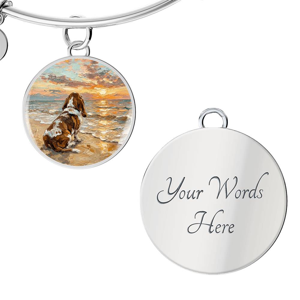 Beach Days - Basset Hound Round Charm Bracelet