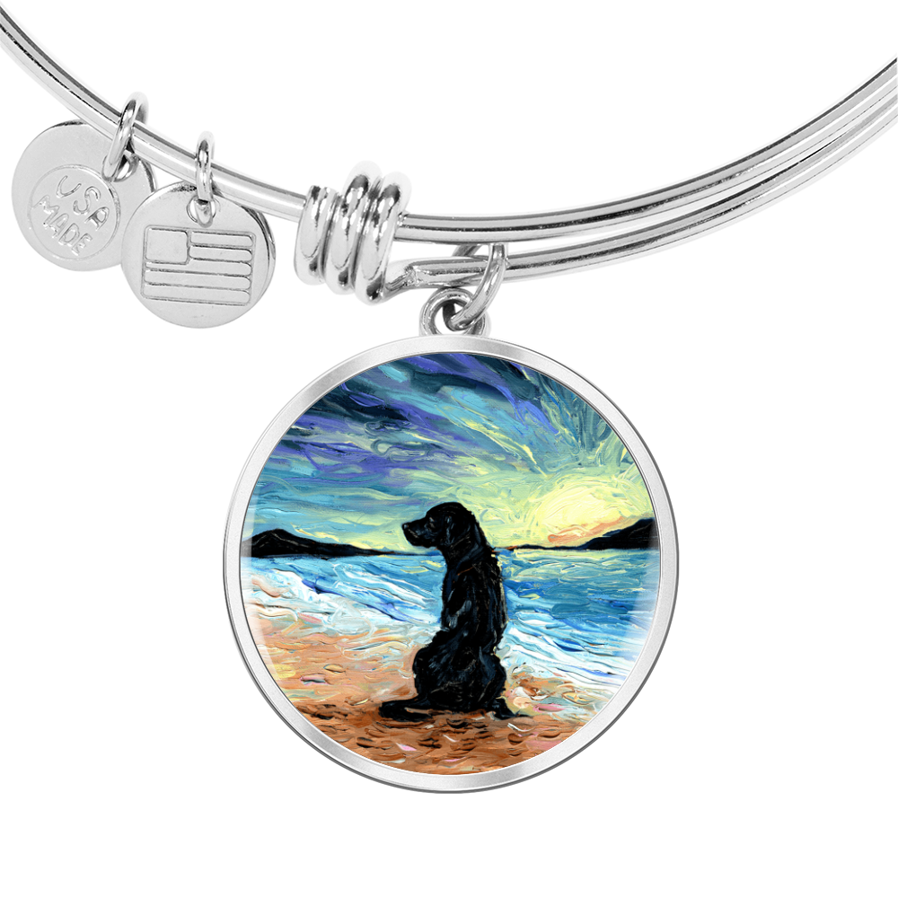 Beach Days - Black Labrador Round Charm Bracelet