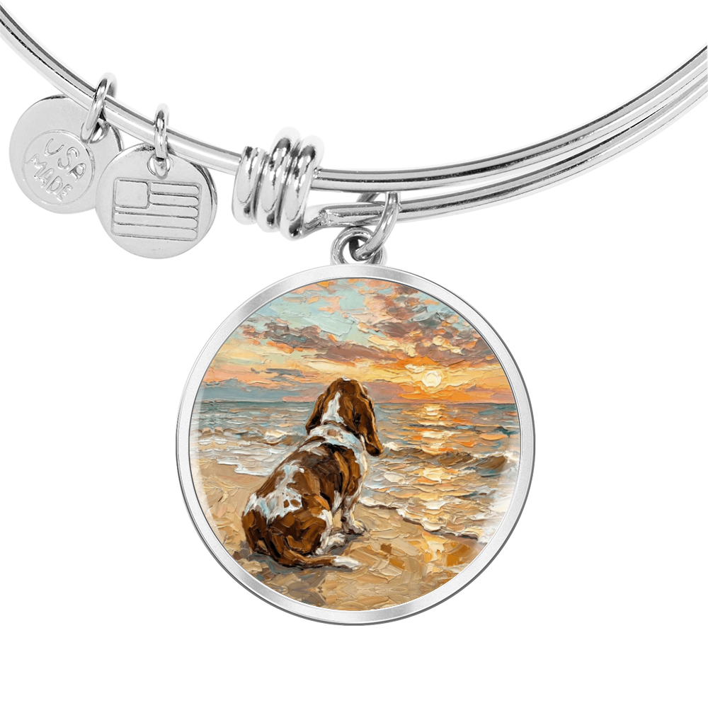Beach Days - Basset Hound Round Charm Bracelet