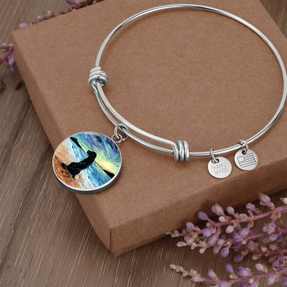 Beach Days - Black Labrador Round Charm Bracelet